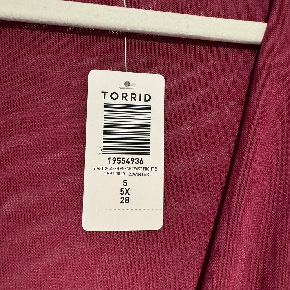 Torrid Stretch Mesh Twist V Neck Top Pink NEW Plus Size 5X - Picture 5 of 8